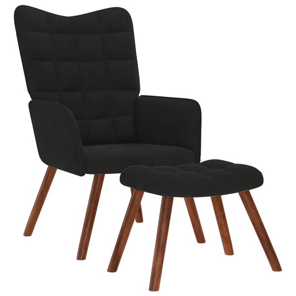 ARDEBO.de - Relaxsessel mit Hocker Schwarz Samt
