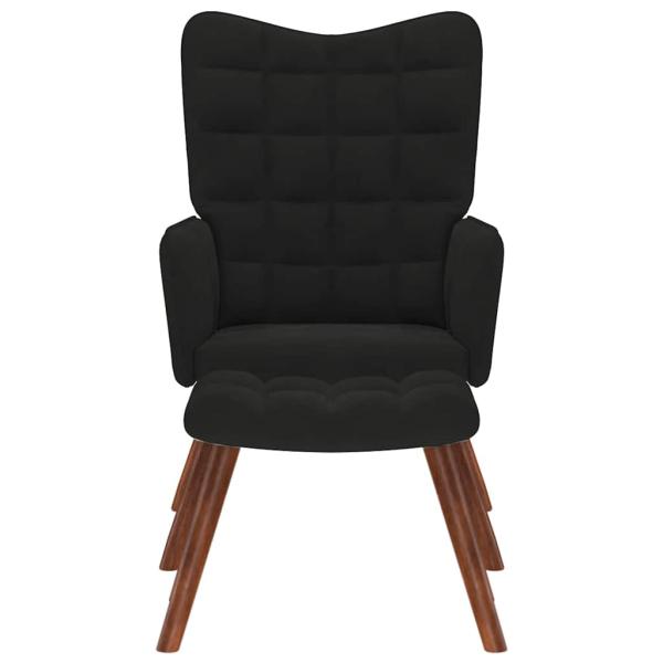 Relaxsessel mit Hocker Schwarz Samt