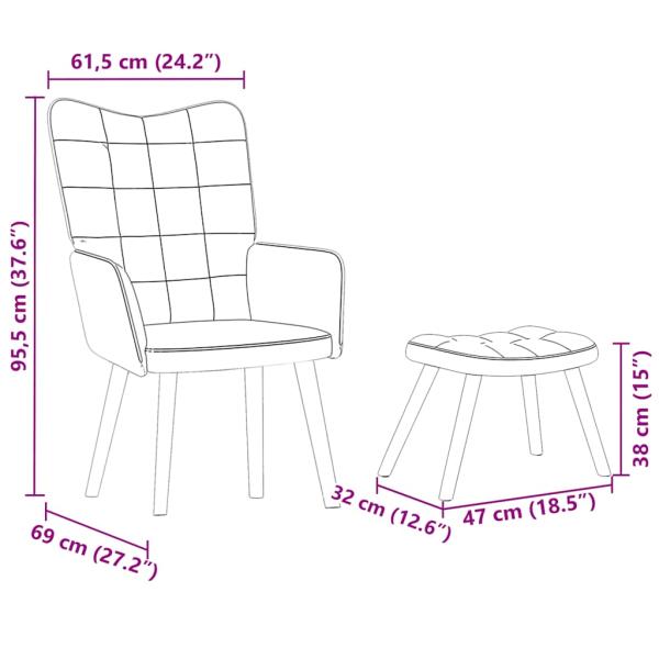 Relaxsessel mit Hocker Schwarz Samt