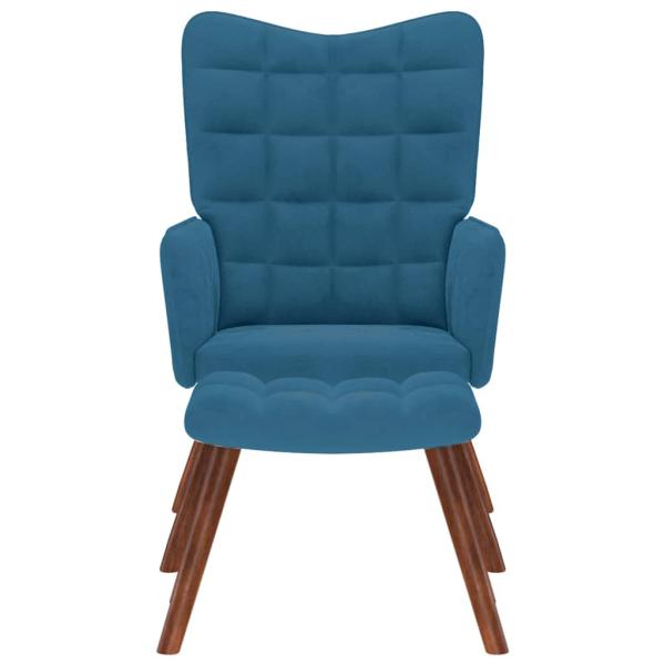 Relaxsessel mit Hocker Blau Samt