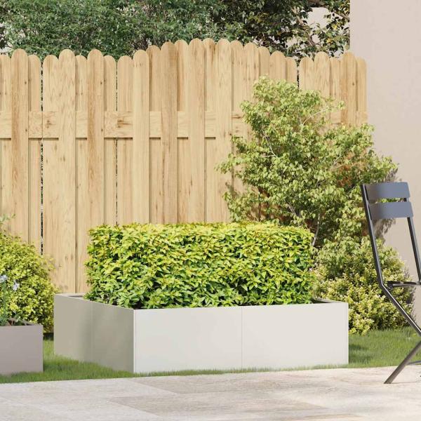 Pflanzkübel Weiß 100x100x30 cm Stahl