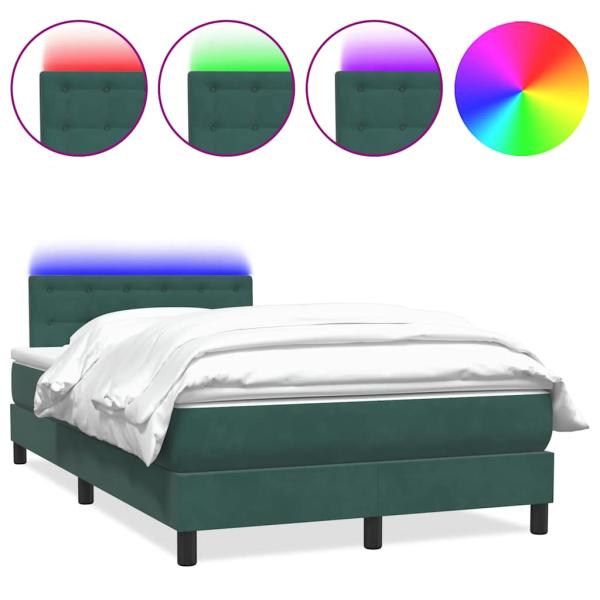 ARDEBO.de - Boxspringbett mit Matratze Dunkelgrün 120x220 cm Samt