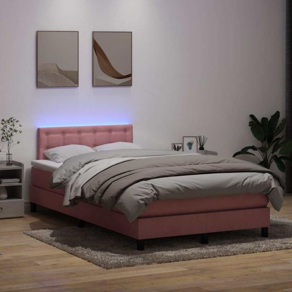 ARDEBO.de - Boxspringbett mit Matratze Rosa 120x220 cm Samt