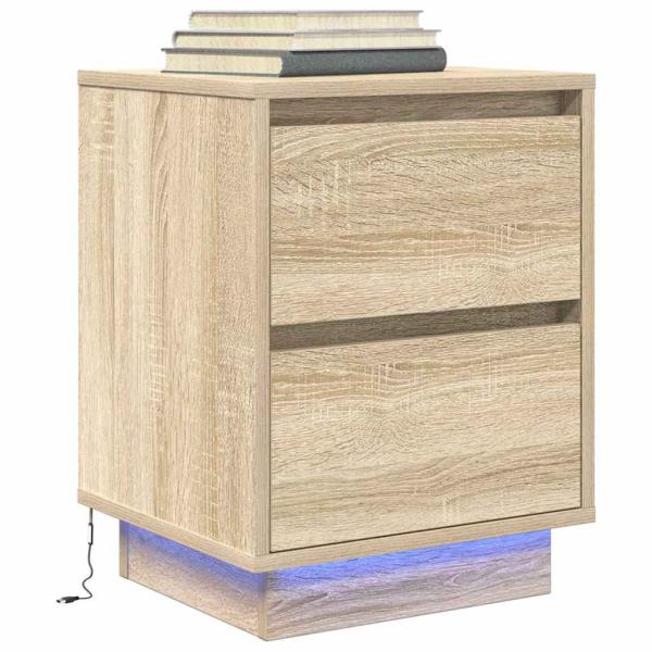ARDEBO.de - Nachttisch mit LED-Leuchten Sonoma-Eiche 38x34x50 cm