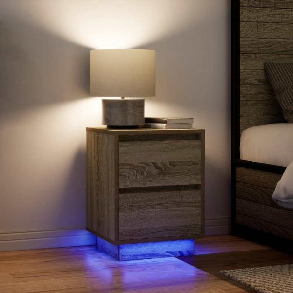 Nachttisch mit LED-Leuchten Sonoma-Eiche 38x34x50 cm