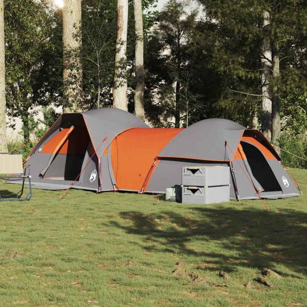 ARDEBO.de - Campingzelt 5 Personen Grau und Orange Wasserdicht