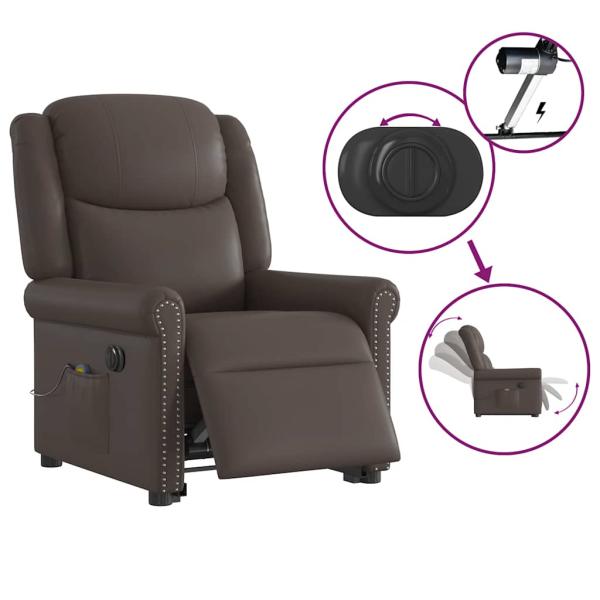 Massagesessel mit Aufstehhilfe Elektrisch Glänzend Braun