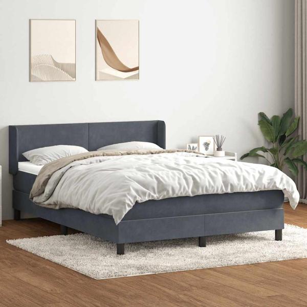 Boxspringbett mit Matratze Dunkelgrau 140x220 cm Samt