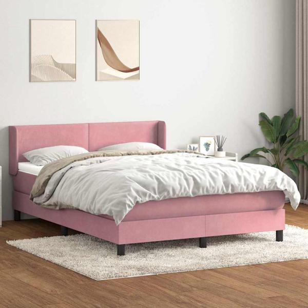 Boxspringbett mit Matratze Rosa 140x220 cm Samt