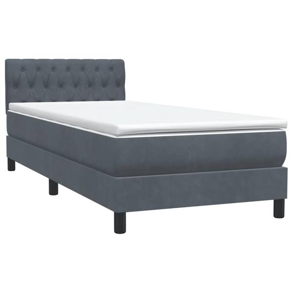 Boxspringbett mit Matratze Dunkelgrau 90x210 cm Samt