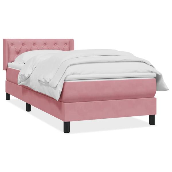 ARDEBO.de - Boxspringbett mit Matratze Rosa 80x220 cm Samt