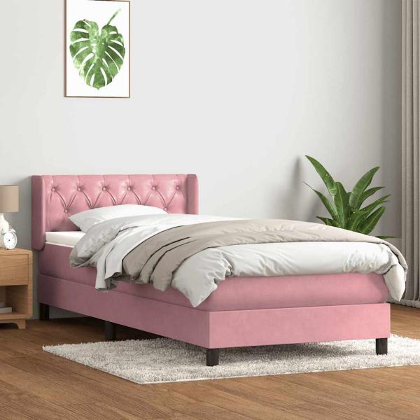 Boxspringbett mit Matratze Rosa 80x220 cm Samt
