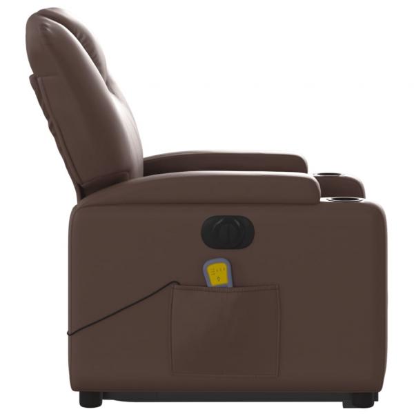 Massagesessel mit Aufstehhilfe Elektrisch Braun Kunstleder