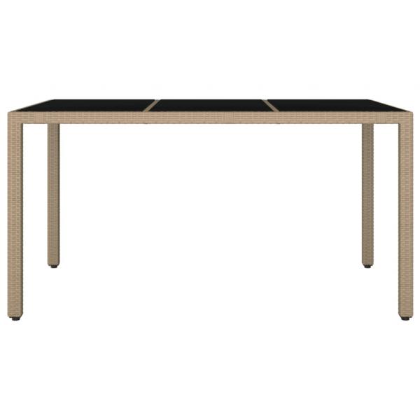 Gartentisch mit Glasplatte Beige Poly Rattan & Hartglas