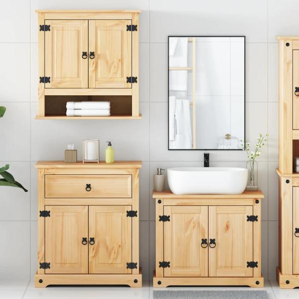 3-tlg. Badmöbel-Set CoronaMassivholz Kiefer