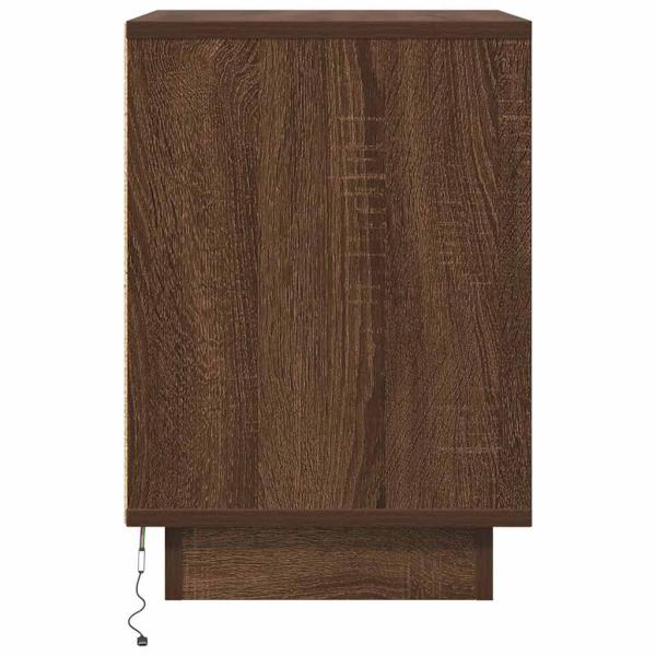 Nachttisch mit LED-Leuchten Braun Eichen-Optik 38x34x50 cm