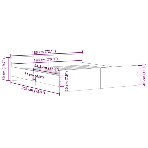 Bettgestell ohne Matratze Altholz-Optik 180x200cm Holzwerkstoff
