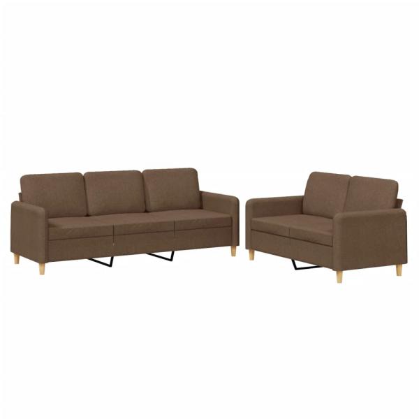 ARDEBO.de - 2-tlg. Sofagarnitur mit Kissen Braun Stoff