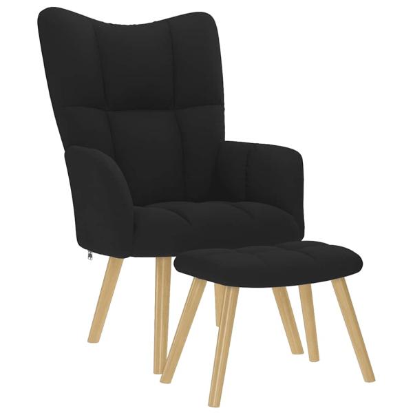 ARDEBO.de - Relaxsessel mit Hocker Schwarz Stoff
