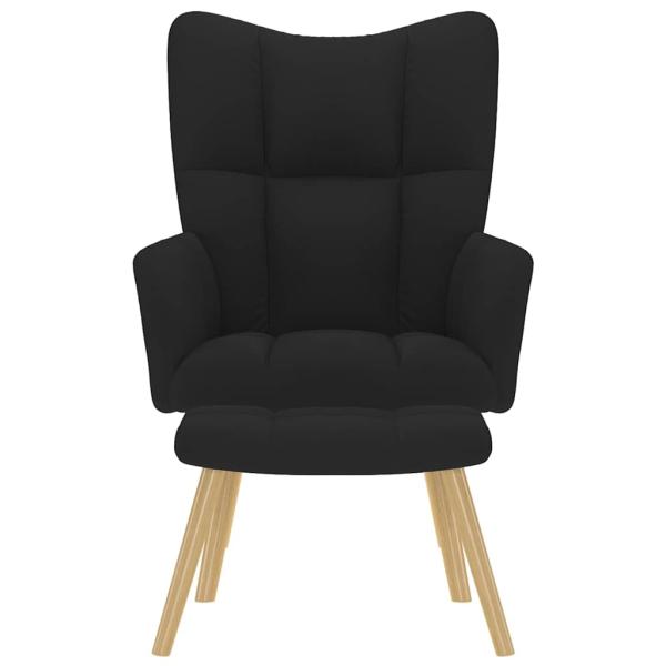 Relaxsessel mit Hocker Schwarz Stoff