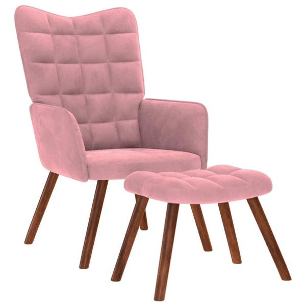 ARDEBO.de - Relaxsessel mit Hocker Rosa Samt