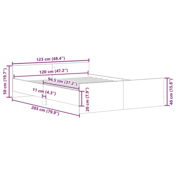 Bettgestell ohne Matratze Altholz-Optik 120x200cm Holzwerkstoff