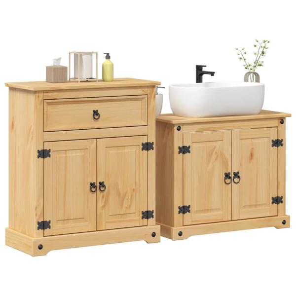 ARDEBO.de - 2-teiliges Badmöbel-Set "Corona" Massivholz Kiefer