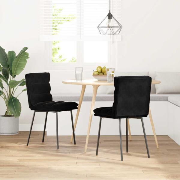 Esszimmerstühle 2 Stk. Schwarz Samt