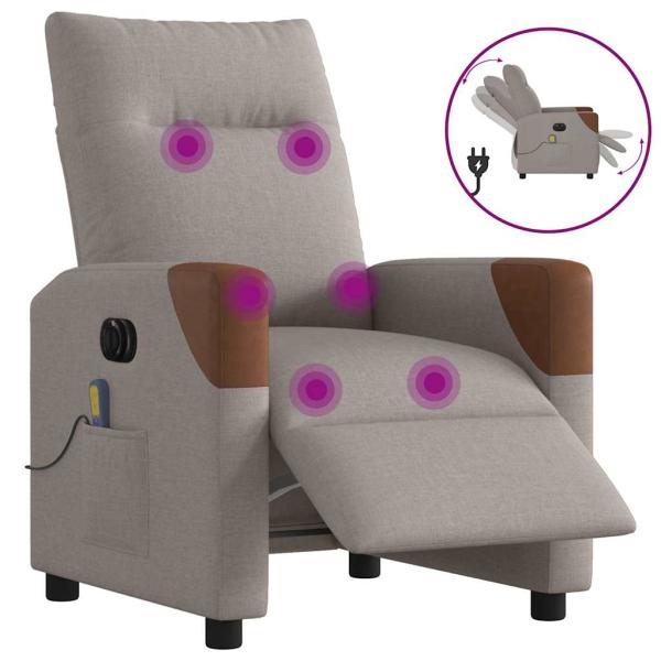 ARDEBO.de - Massagesessel Elektrisch Taupe Stoff