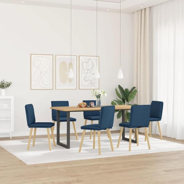 ARDEBO.de - Esszimmerstühle 6 Stk. Blau Stoff