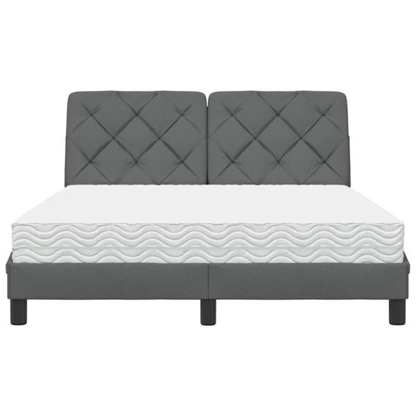 Bett mit Matratze Dunkelgrau 140x190 cm Stoff