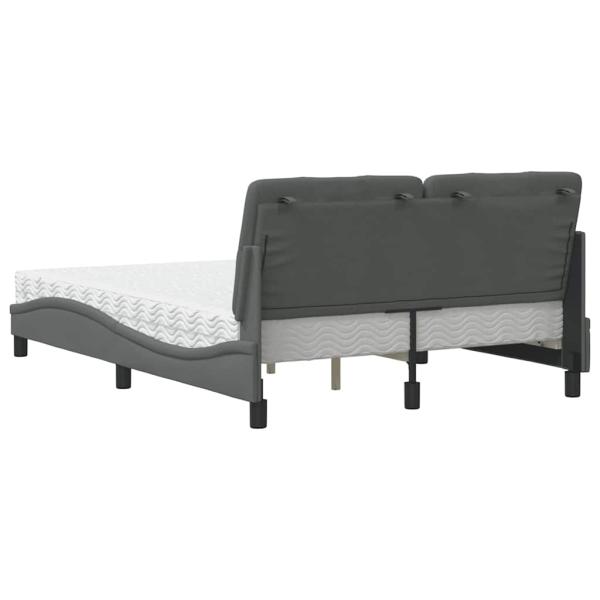 Bett mit Matratze Dunkelgrau 140x190 cm Stoff