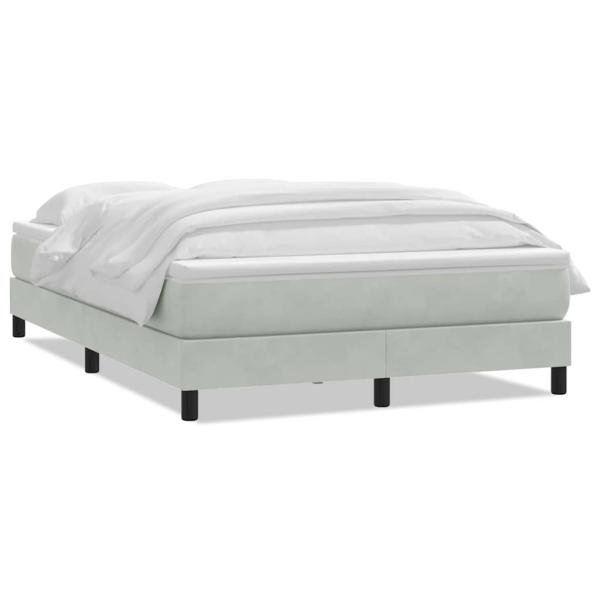Boxspringbett mit Matratze Hellgrau 140x210 cm Samt