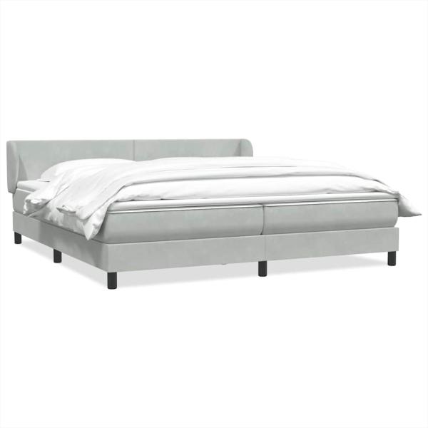 ARDEBO.de - Boxspringbett mit Matratzen Hellgrau 180x220 cm Samt