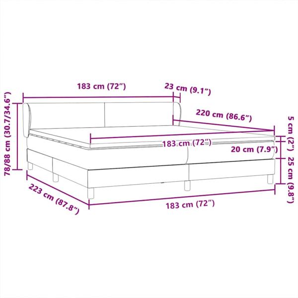 Boxspringbett mit Matratzen Hellgrau 180x220 cm Samt