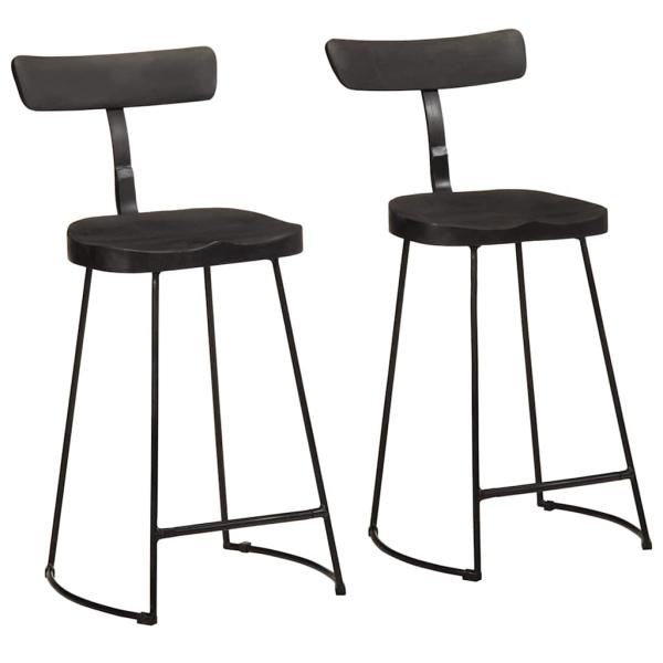 ARDEBO.de - Barhocker 2 Stk. Schwarz 49x43x88 cm Mango Massivholz