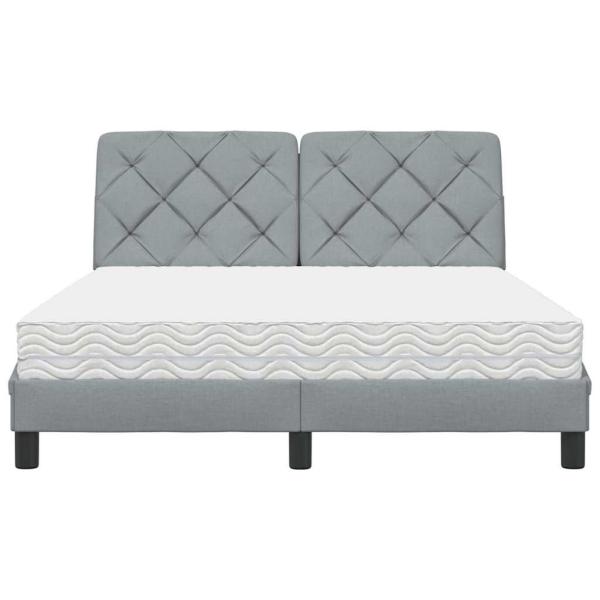 Bett mit Matratze Hellgrau 140x190 cm Stoff