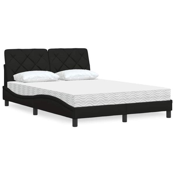ARDEBO.de - Bett mit Matratze Schwarz 140x190 cm Stoff