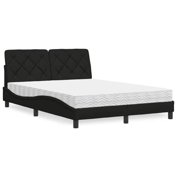 Bett mit Matratze Schwarz 140x190 cm Stoff