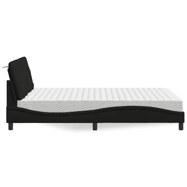 Bett mit Matratze Schwarz 140x190 cm Stoff