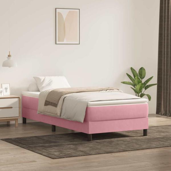 ARDEBO.de - Boxspringbett mit Matratze Rosa 90x210 cm Samt