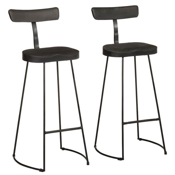 ARDEBO.de - Barhocker 2 Stk. Schwarz 49x43x103 cm Mango Massivholz