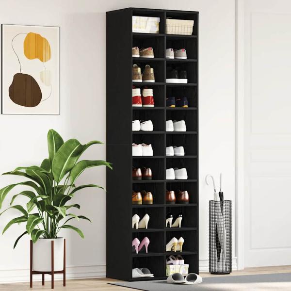 ARDEBO.de - Schuhschrank Schwarz Eichen-Optik 54x34x183 cm Holzwerkstoff