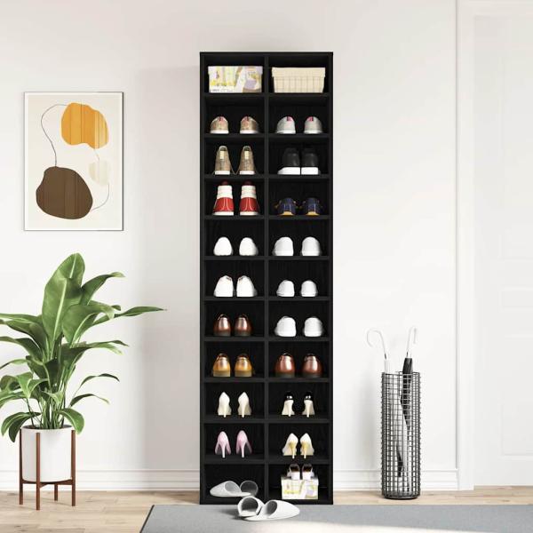 Schuhschrank Schwarz Eichen-Optik 54x34x183 cm Holzwerkstoff