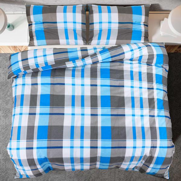 Bettwäsche-Set Blau und Grau 200x220 cm Baumwolle