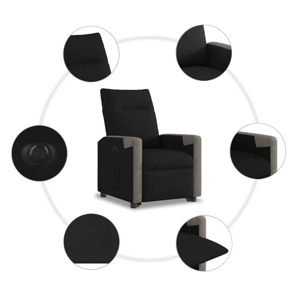 Relaxsessel mit Aufstehhilfe Elektrisch Schwarz Stoff