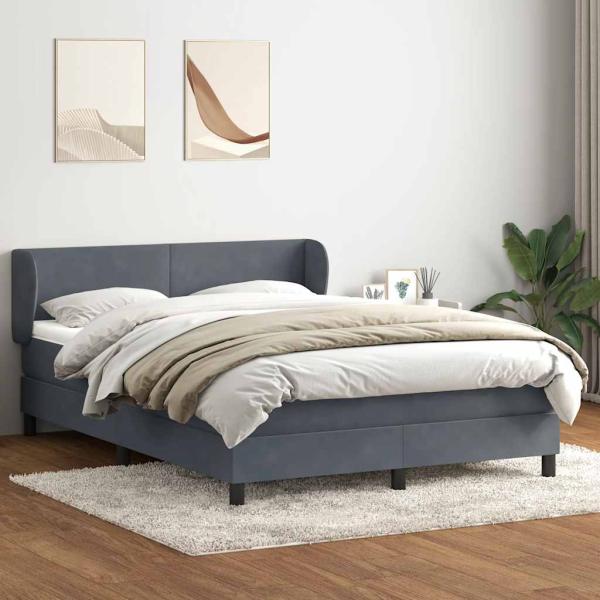 Boxspringbett mit Matratze Dunkelgrau 140x210 cm Samt