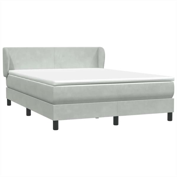 ARDEBO.de - Boxspringbett mit Matratze Hellgrau 160x210 cm Samt