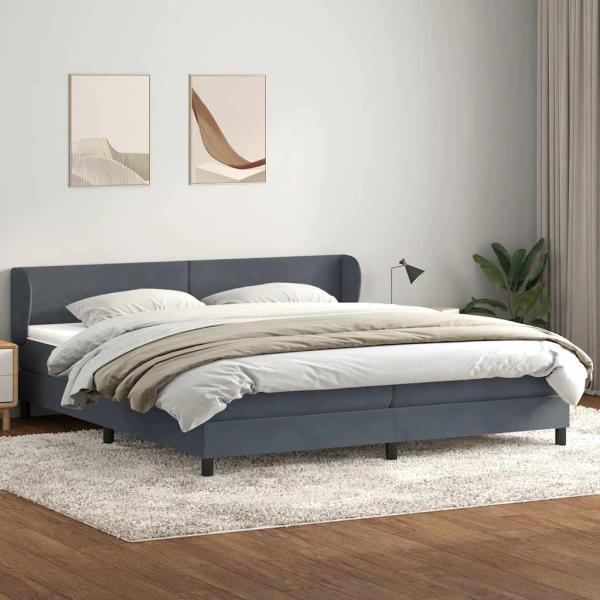 Boxspringbett mit Matratzen Dunkelgrau 180x220 cm Samt