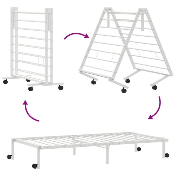 Bettgestell ohne Matratze Klappbar Weiß 100x190 cm Stahl